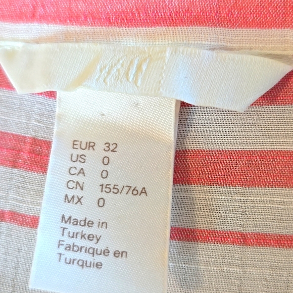 H&M Striped Pink and White Button Down Shirt Size 0 - Picture 8 of 8
